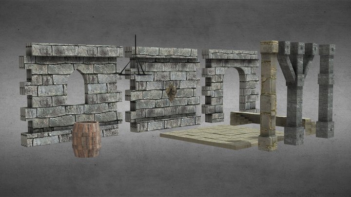 Simple Low Poly Modular Medieval Assets 3D Model