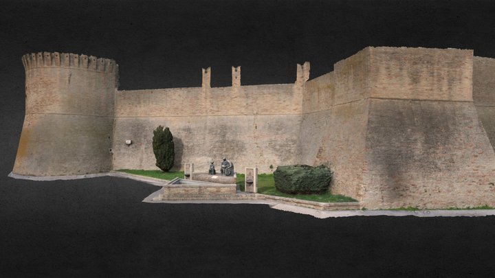 Medieval Wall and Merlettaie Statue 3D Model