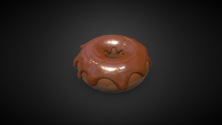 Stylized Chocolate Donut 3D Model