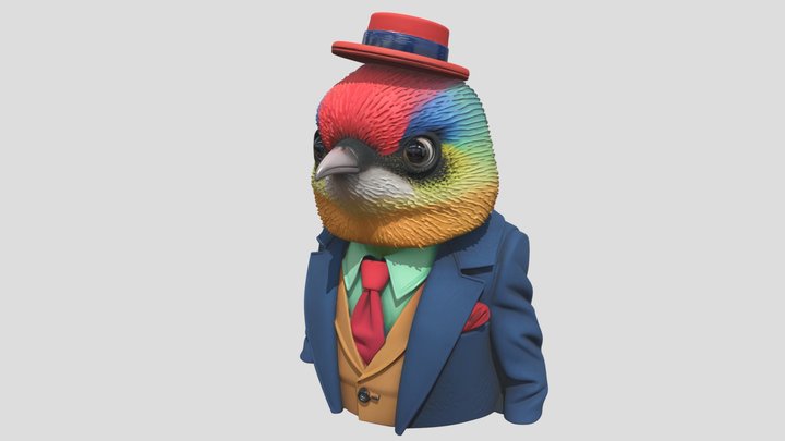 Birds in suit 3D model