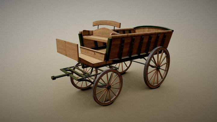 Old Wagon - Game Ready. (Rigged) 3D Model