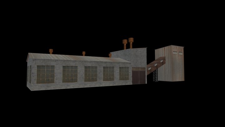 ps1 style factory building 3D Model