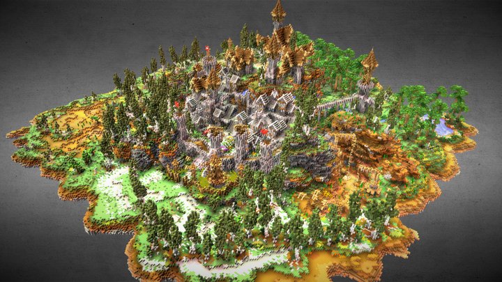 Medieval city - Arvalone (Voxel/Minecraft) 3D Model