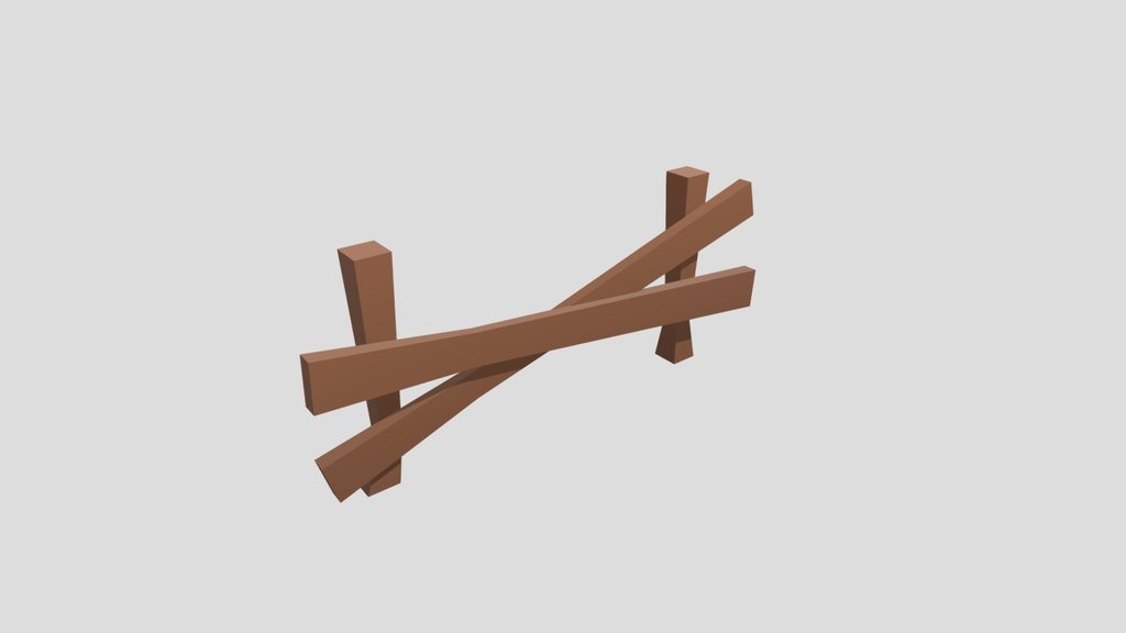Low Poly Broken Wooden Fence - Rustic Barrier