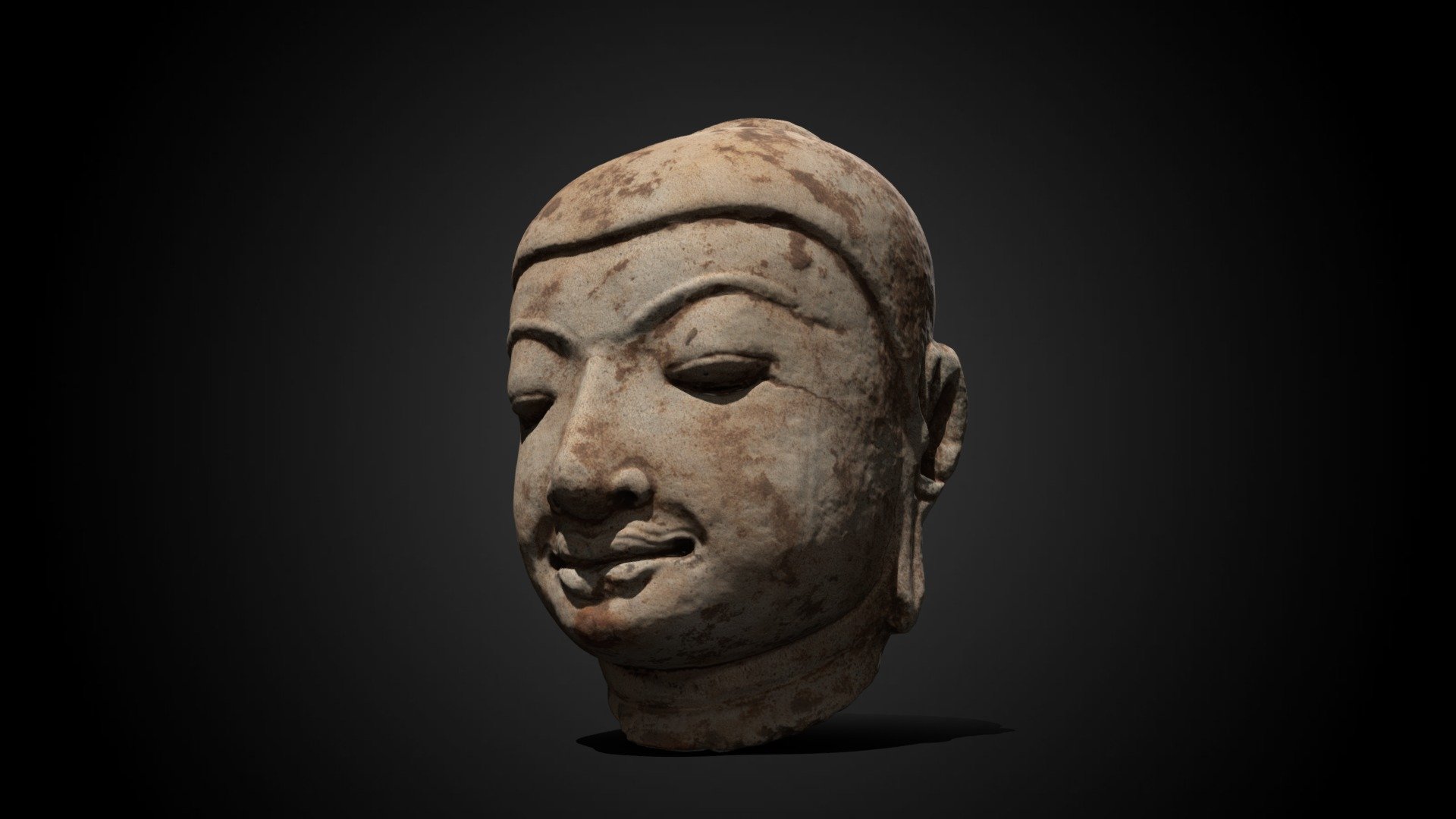 Head From An Image Of The Buddha, 11th-12th C Ce - Download Free 3d 