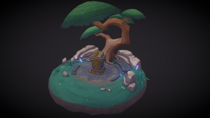 Handpainted Fantasy Bookstand Diorama 3D Model