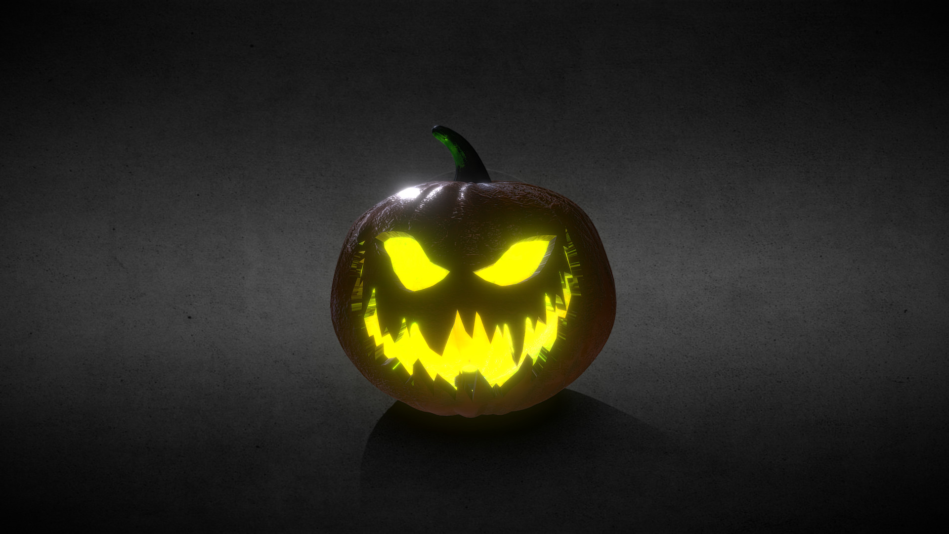 3D model Halloween Jack-o-Lantern Greenish Fire Low Poly - This is a 3D model of the Halloween Jack-o-Lantern Greenish Fire Low Poly. The 3D model is about a carved pumpkin on a table.