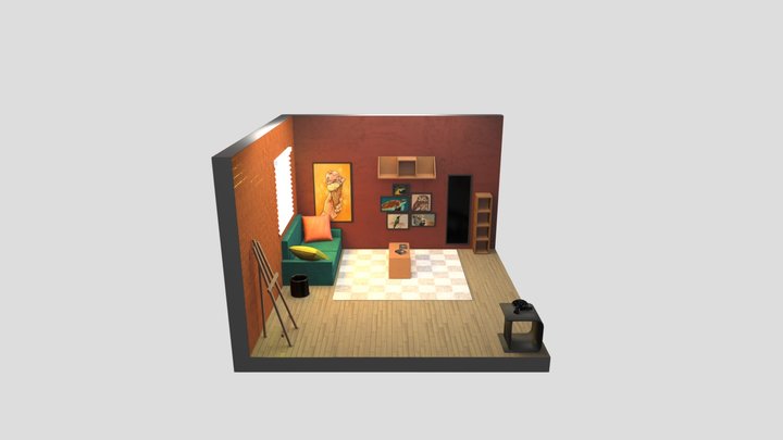 Low Poly Room for Games - Asset 3D Model