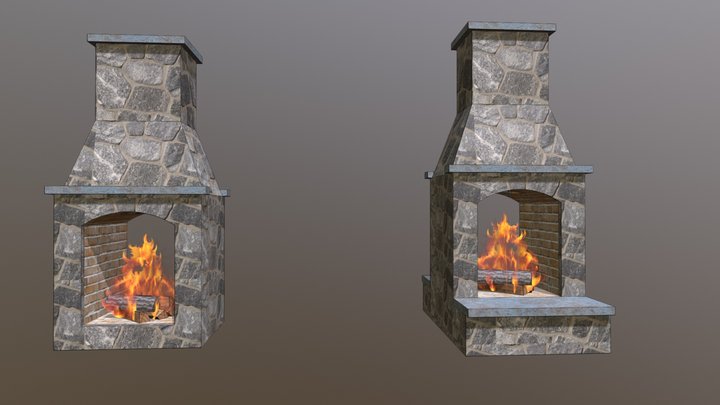 Custom Pass Through Fireplace 3D Model
