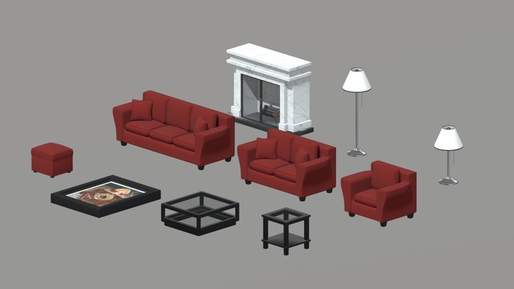 Living Room Asset Pack 3D Model