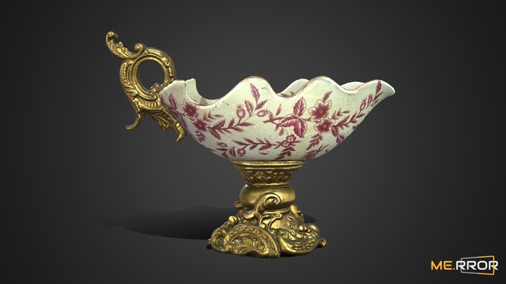 [Game-Ready] Antique Floral Bowl 3D Model