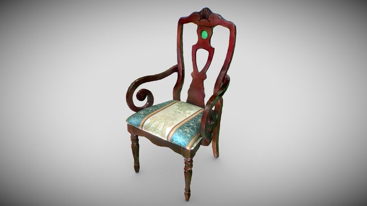 Antique Wooden Chair 3D Model