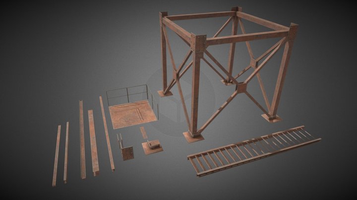 Metal Construction rusted 3D Model