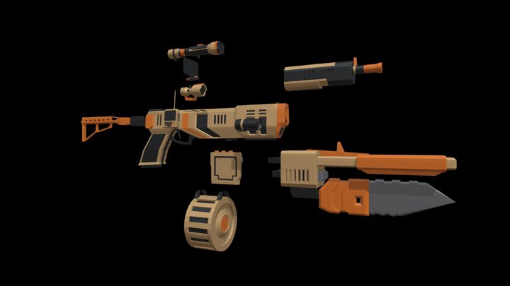 SciFi Gun 3D Model