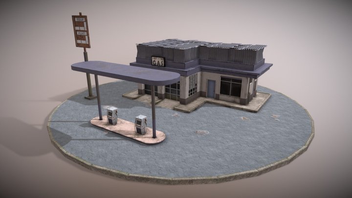 Abandoned Gas Station 3D Model