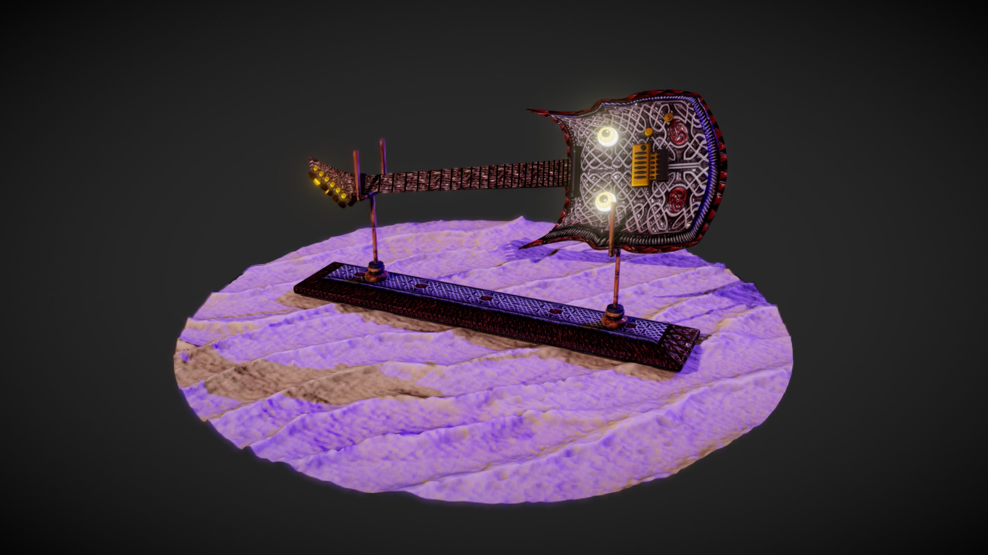 3D model Eyed Electric Guitar - This is a 3D model of the Eyed Electric Guitar. The 3D model is about a small model of a ship.