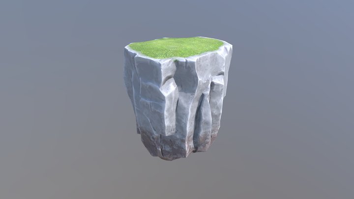 Stylized lowpoly rock with grass 2.5 3D Model