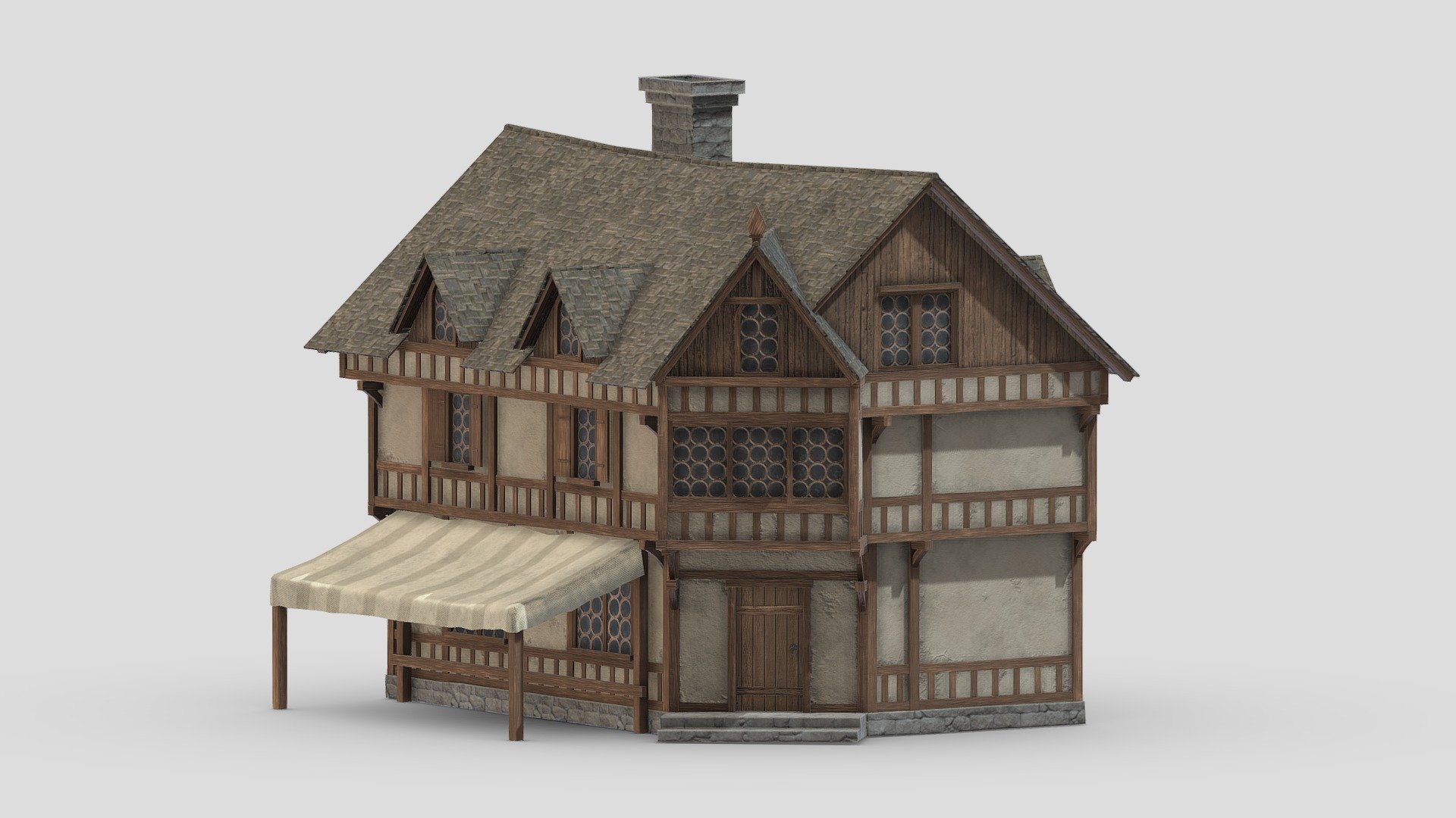 Medieval Building 01 Low Poly PBR Realistic - Buy Royalty Free 3D model ...