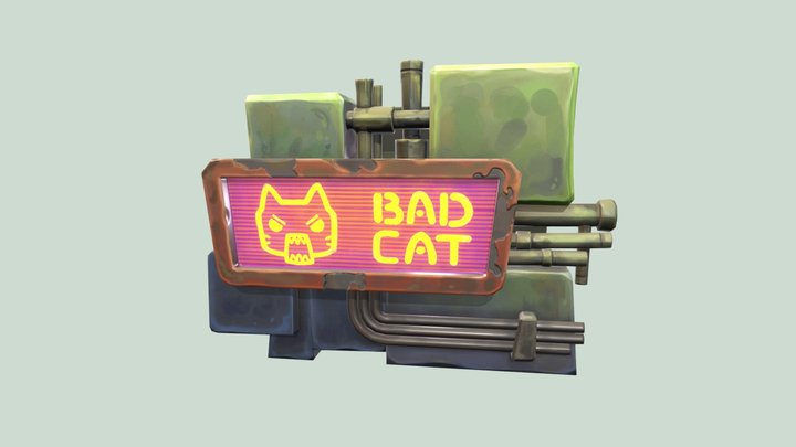 Signboard «BAD CAT» 3D Model