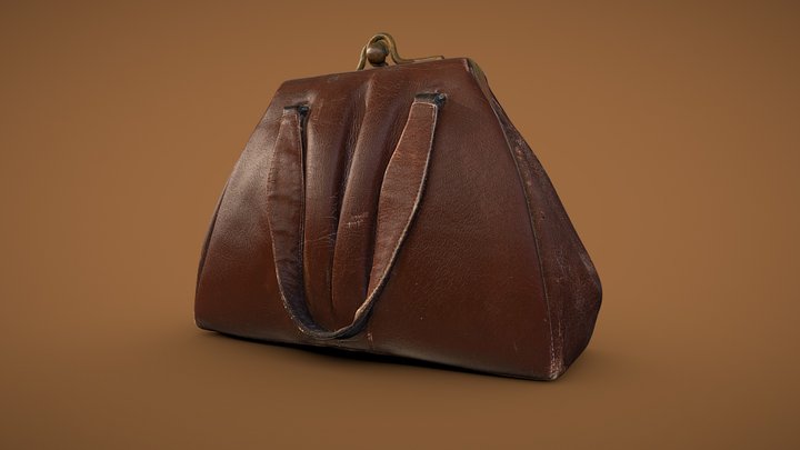 Worn leather handbag