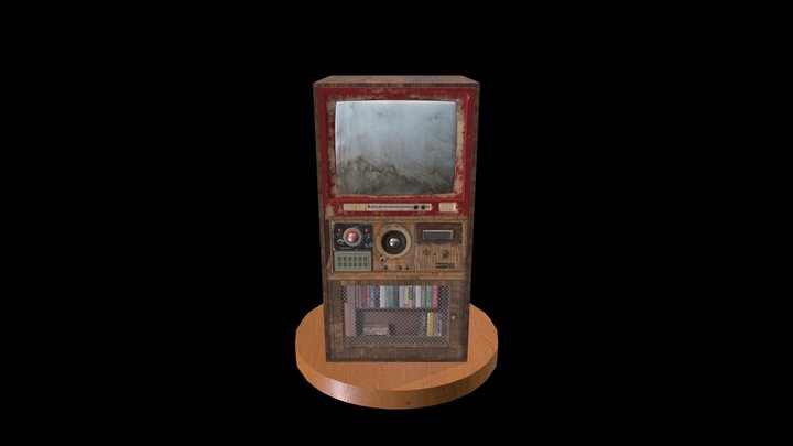Vintage Retro TV Cabinet Prop 3D Model