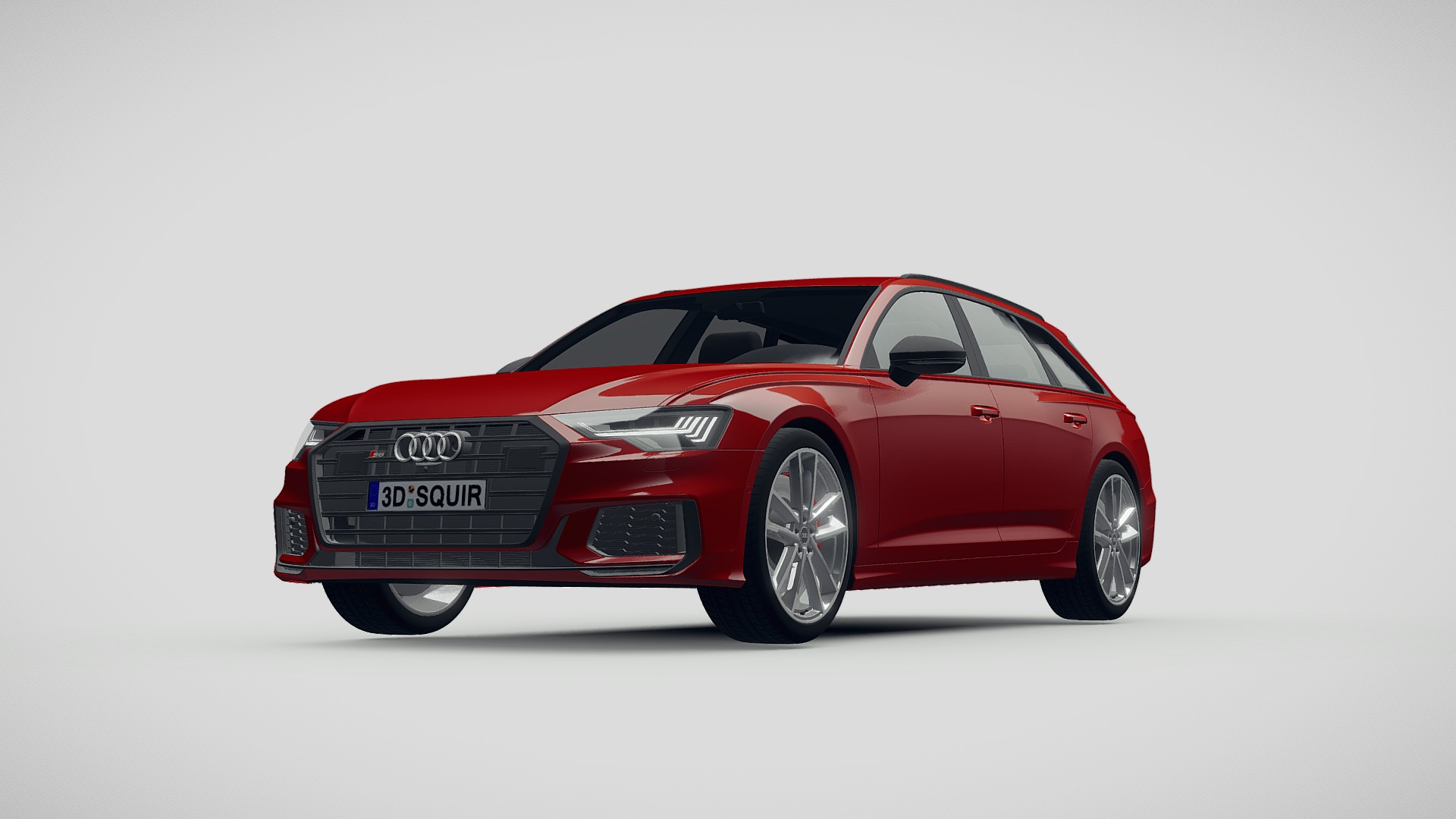 3D model Audi S6 Avant 2020 - This is a 3D model of the Audi S6 Avant 2020. The 3D model is about a red car with a white background.