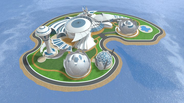 0077 - Future City Island 01 - Vol 01 3D Model