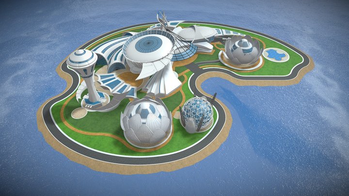 0077 - Future City Island 01 - Vol 01 3D Model