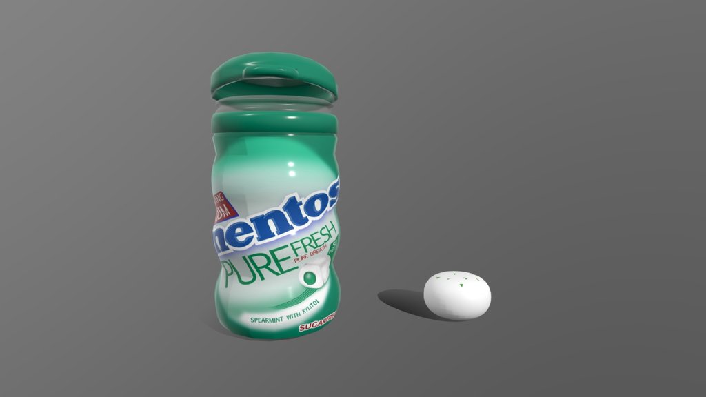 Spearmint Mentos Container With Gum