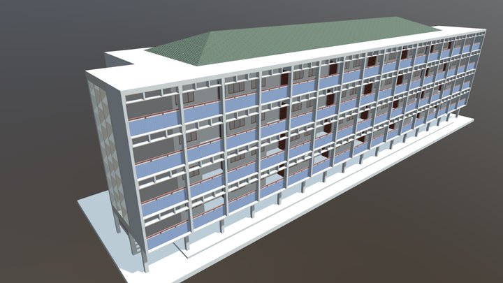 อาคารโครงการแฟลตดินแดง 3D Model