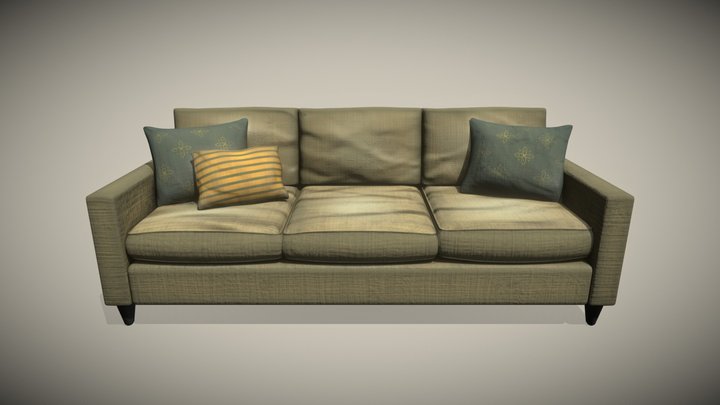 Gren sofa old and used variant 3D Model