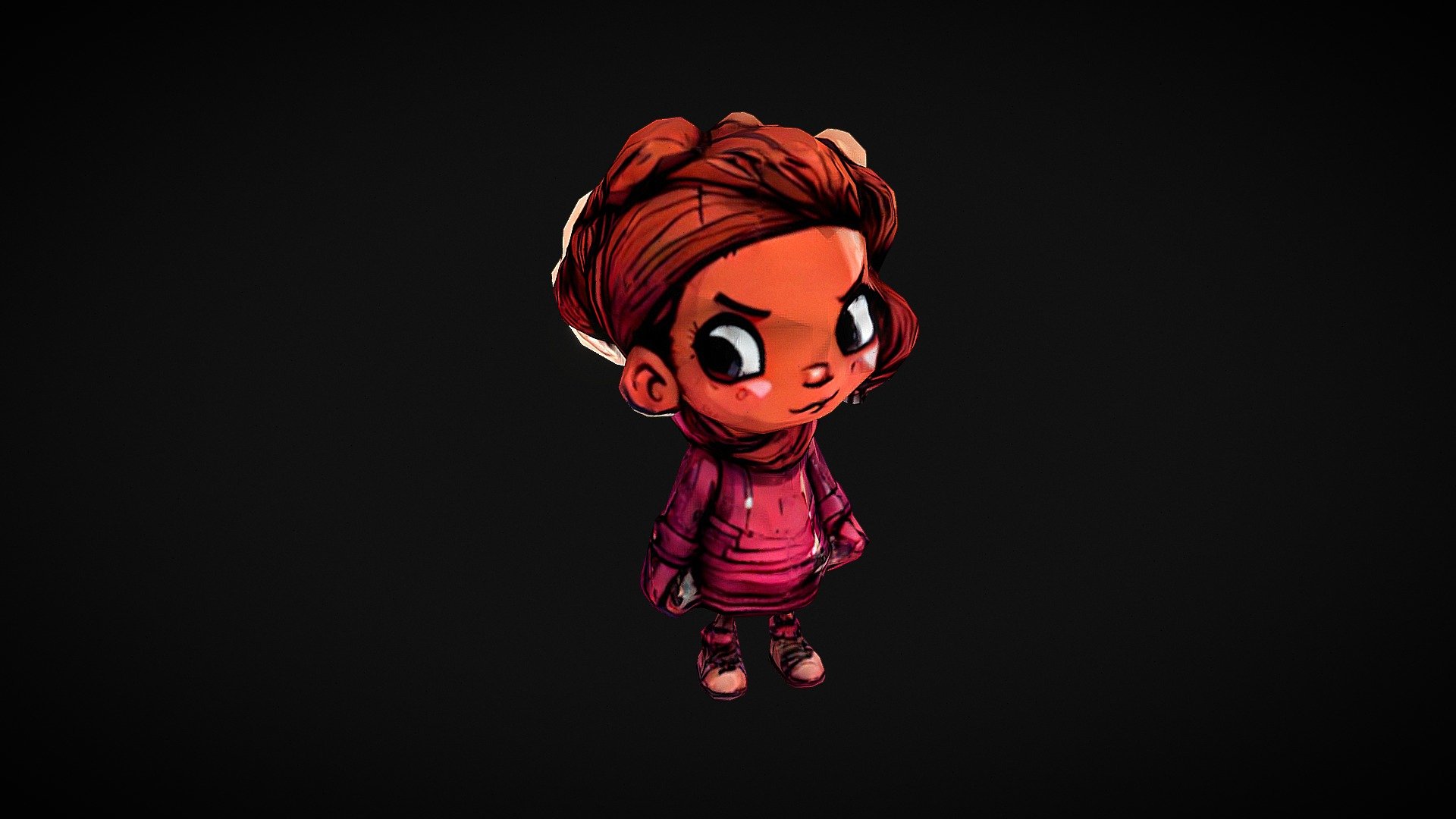 Red-Haired Cartoon Character Expressing Joyful G - Download Free 3D ...