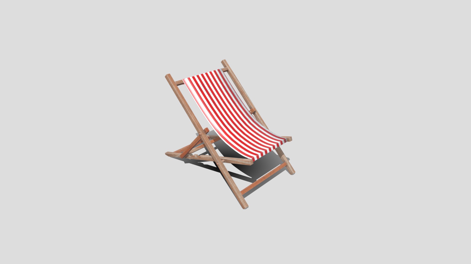 3D model Beach Chair - This is a 3D model of the Beach Chair. The 3D model is about a wooden triangle with a red and white stripe.