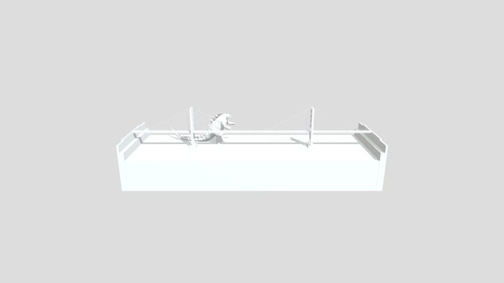 godzilla 2014 Attacks bridge 3D Model