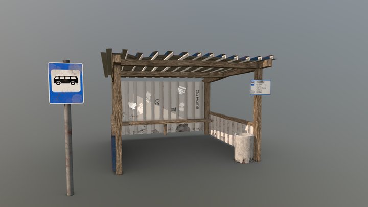 Old Russian bus stop 3D Model