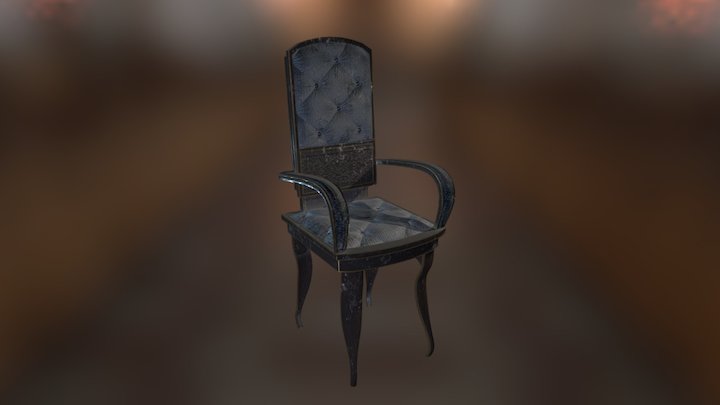 Baroque Chair - Blue 3D Model