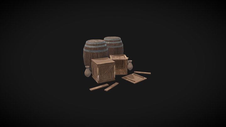 Barrels & crates 3D Model