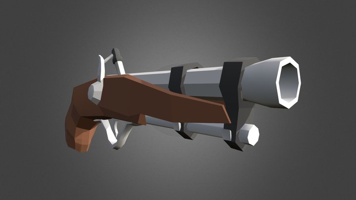 Low poly pirate blunderbuss (gun) 3D Model
