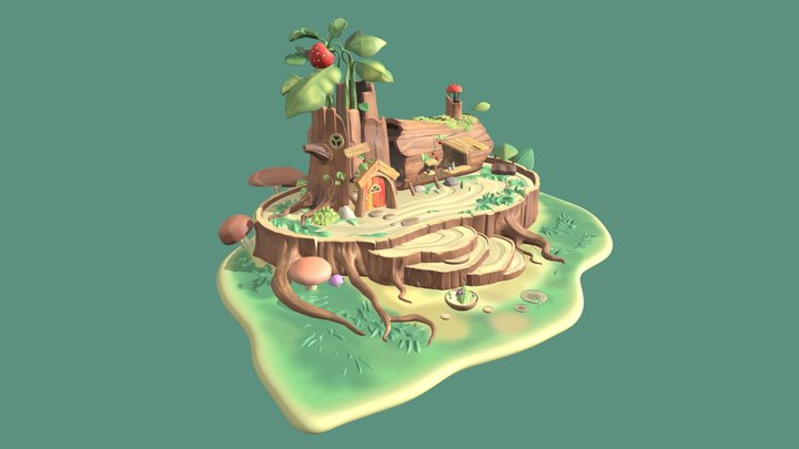 Treehouse Sculpting Diorama (2d concept by Nara) 3D Model