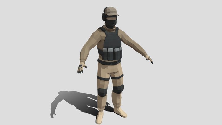 Low Poly Soldier 3D Model