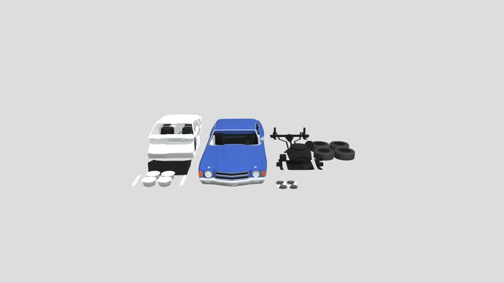 1972 Chevy Malibu separated 3D Model