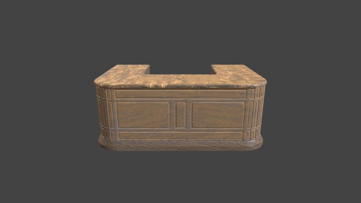 Vintage Wooden Store Counter 3D Model