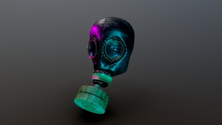 Russian Aged Gasmask with Filter 3D Model