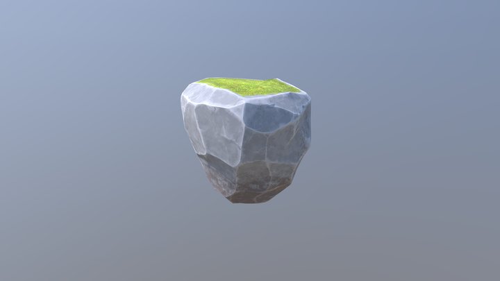 Stylized lowpoly rock with grass 3D Model