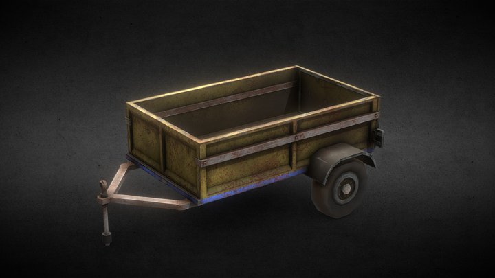 Lowpoly Rusty Car Trailer - Game Ready