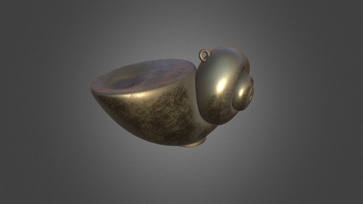 Pompeian bronze snail-shaped oil lamp 3D Model