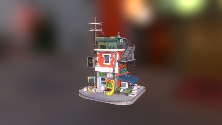 Retro Postapo Building 3D Model