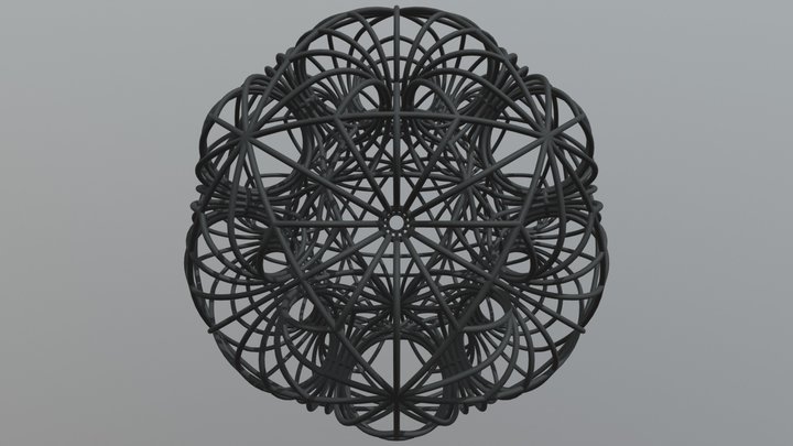 WIREFRAMED ICOSAHEDRAL WORMHOLE SPHERE 3D Model