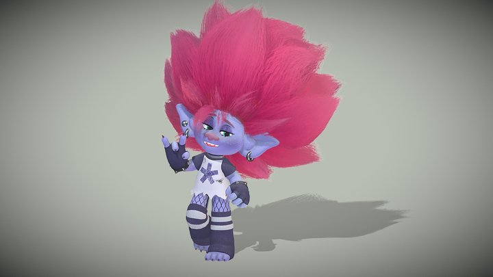 Dreamworks Trolls Inspired - Alt rock Troll 3D Model