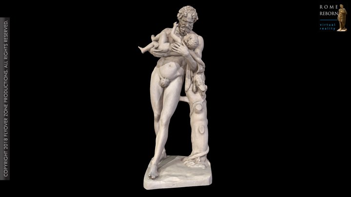 3D rendering of Silenos and the Infant Dionysos